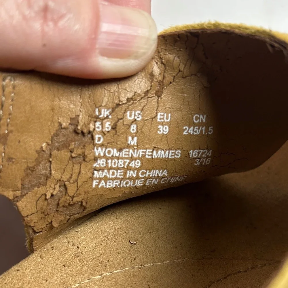 Clarks Cushion Soft Mustard Yellow Suede Cork Wedge Sandals Womens 8 26108749